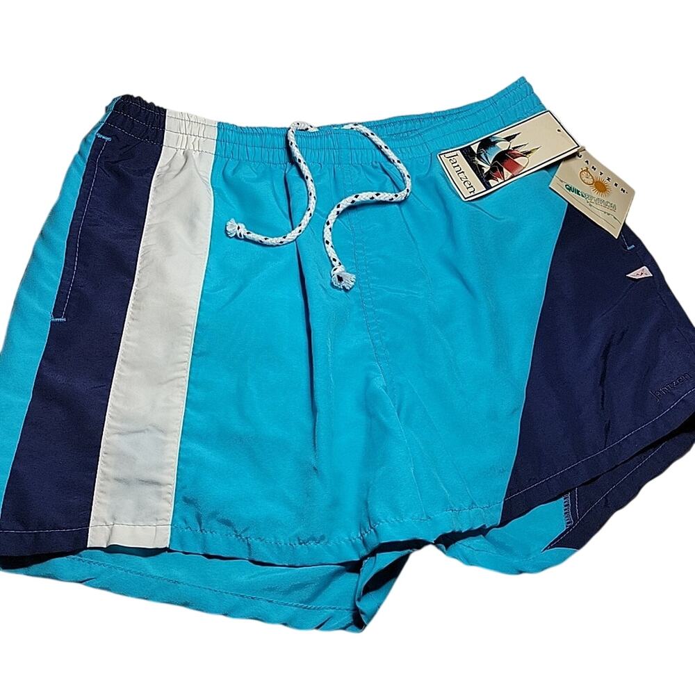Vtg NOS 80s 90s Jantzen Sport Swim Trunks Board Shorts Sz L Color Block USA NEW
